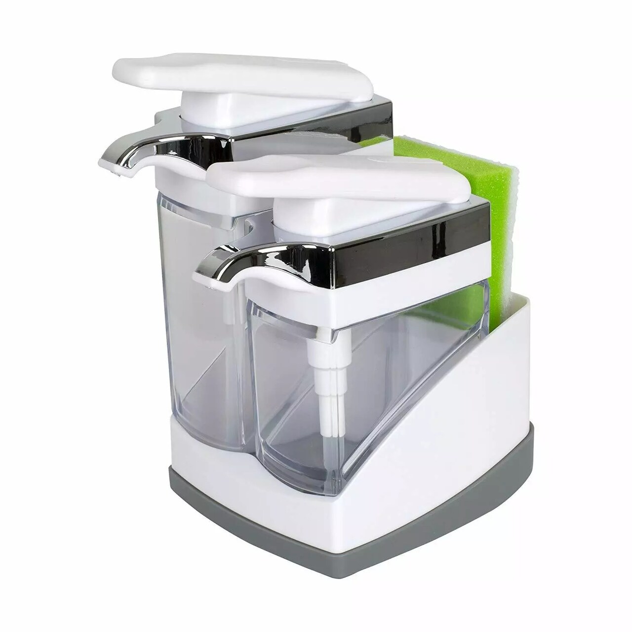 Casabella Sink Sider Duo With Sponge Storage for Dish & Hand Soap - White Chrome